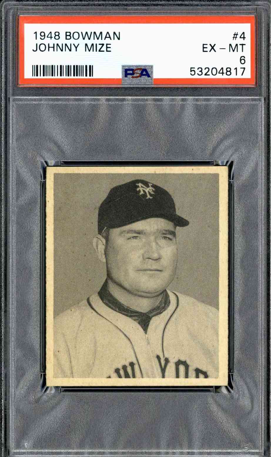 1948 Bowman #4 Johnny Mize