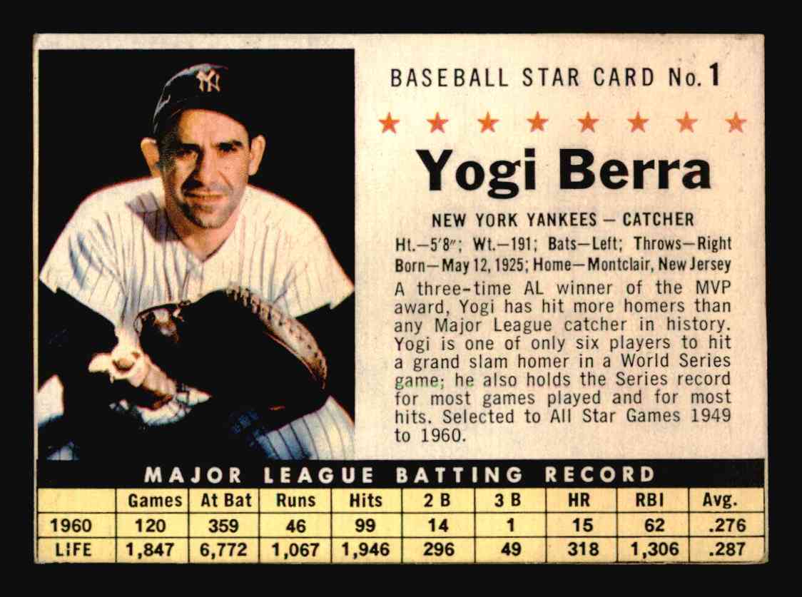 1961 Post Cereal #1 Yogi Berra