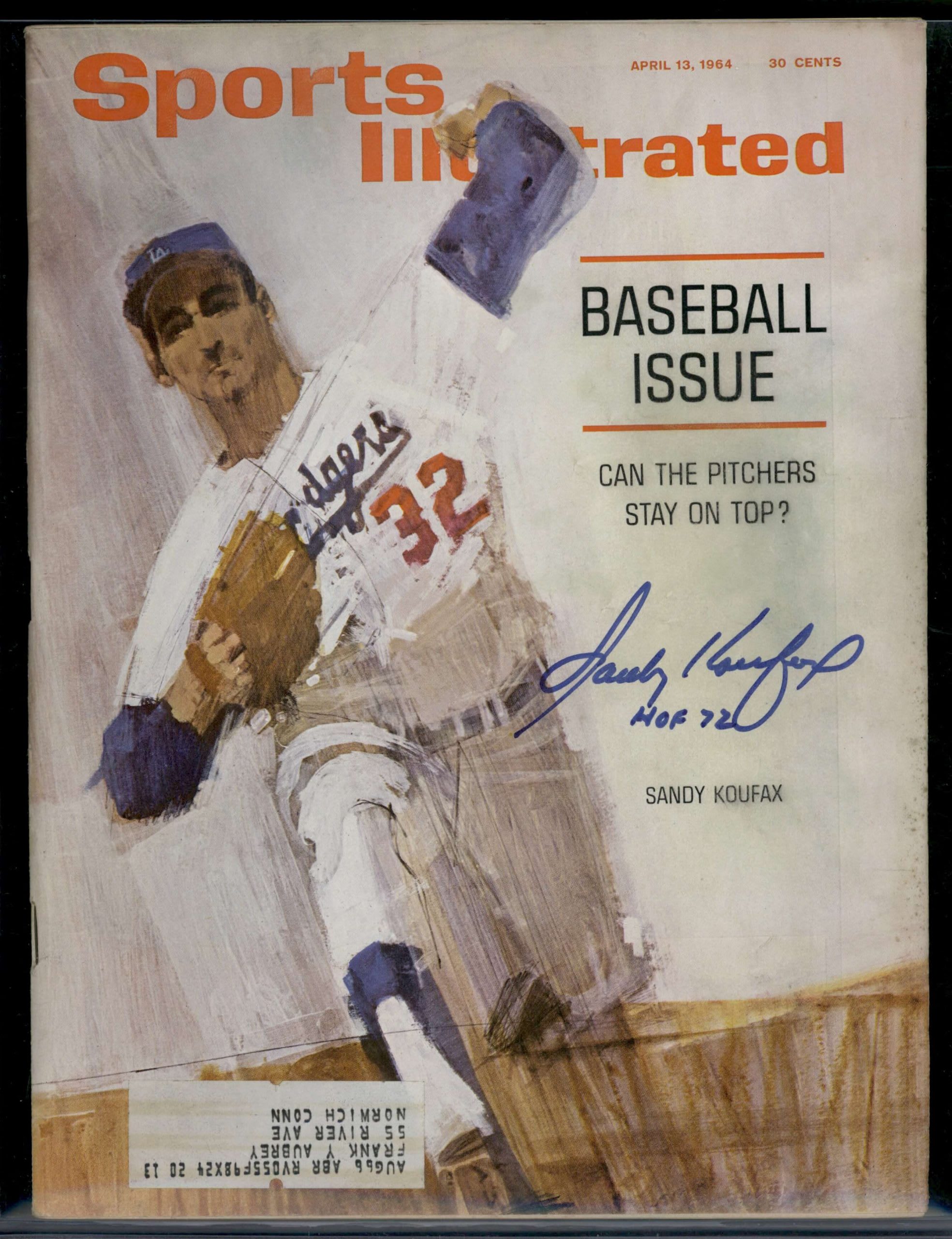 1964 Sports Illustrated April 13th Sandy Koufax 1st Color and 1st Cover JSA