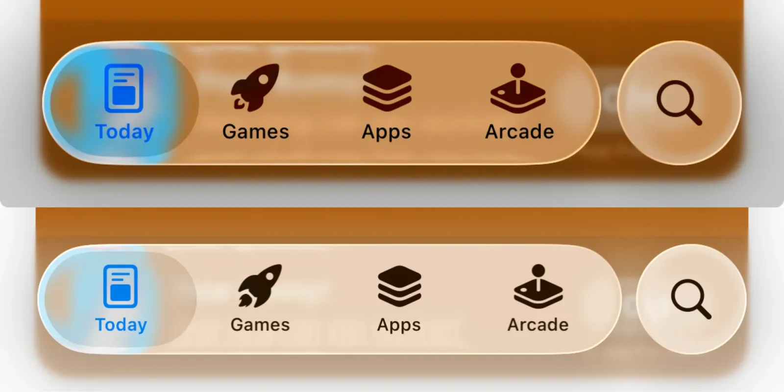 ios beta liquid glass showing