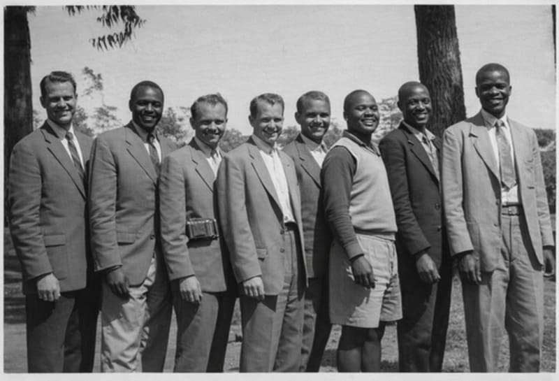 The Denler Twins (centre) in Kenya, 1957