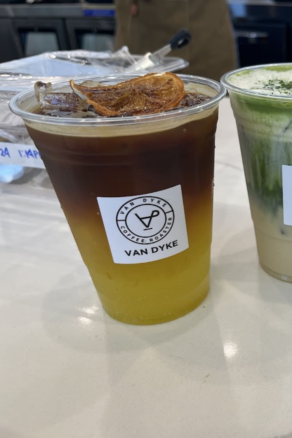 Van Dyke Coffee LA — matcha drink detail