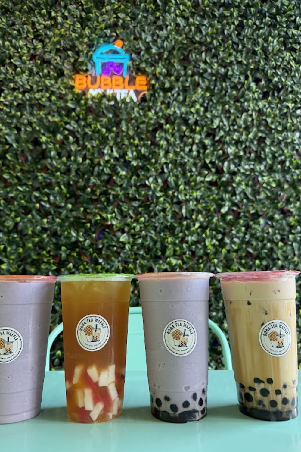 Boba Tea & Waffle — matcha drink detail