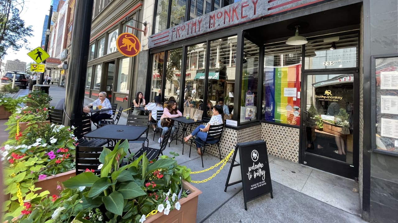 Frothy Monkey — matcha shop interior or drinks