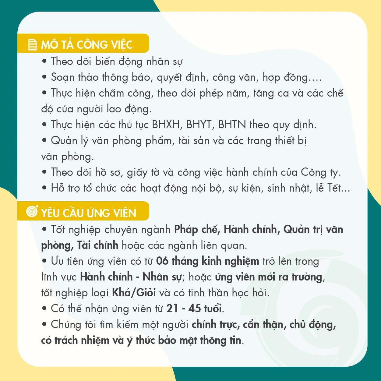 NHÂN VIÊN HÀNH CHÍNH NHÂN SỰ — poster 2
