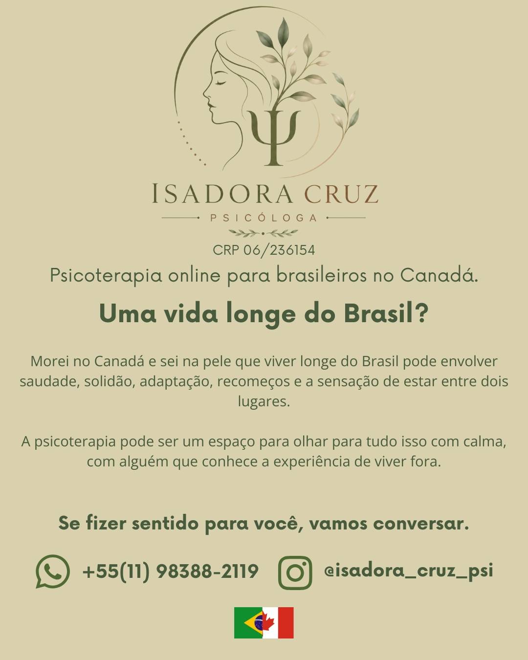 Psicoterapia online para brasileiros no Canadá
