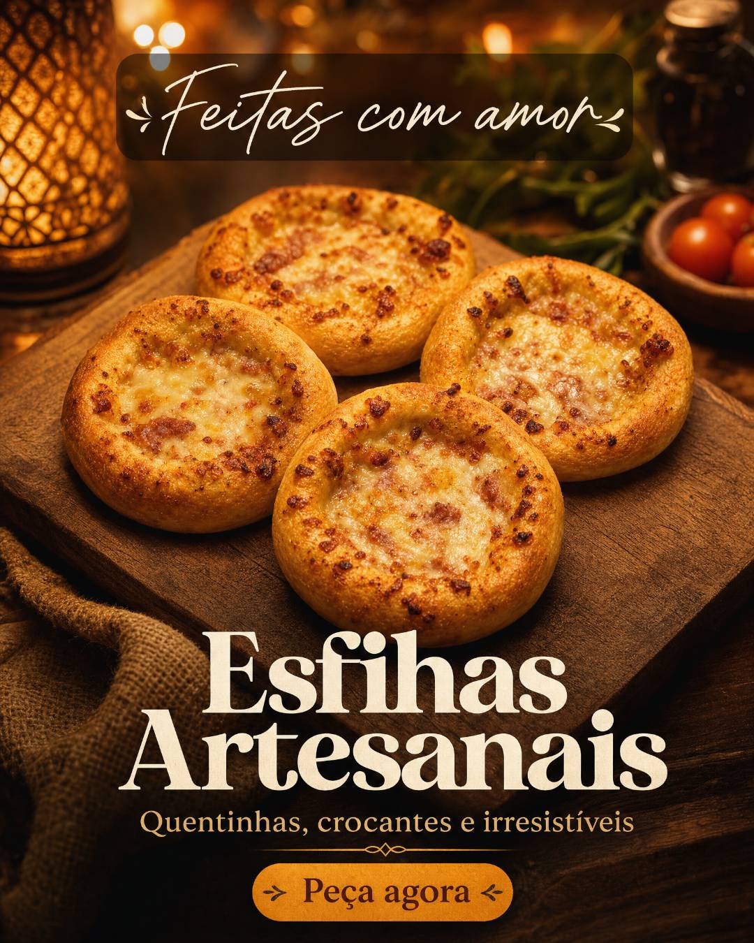 Esfihas pré-assadas e congeladas