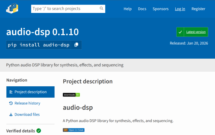 audio-dsp PyPI package