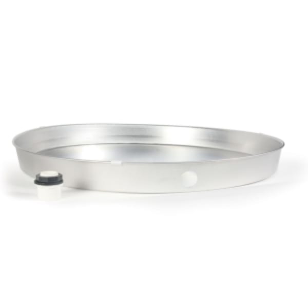 24" Aluminum Water Heater Drain Pan Non-Punched with PVC Fittings