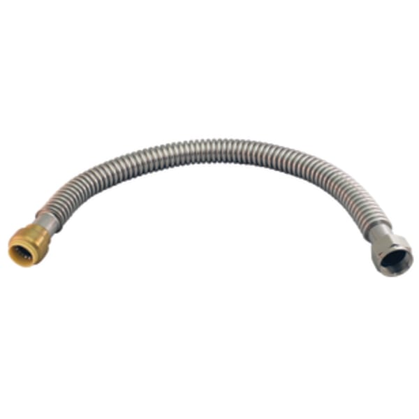 3/4" x 1" x  24" Braided Stainless Steel Water Heater Connector - Push x FIP