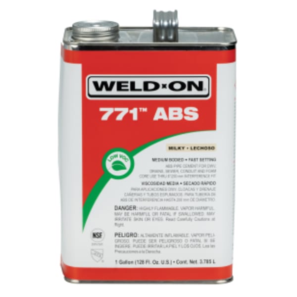 Weld-On 771 ABS Solvent Cement, Milky, Low VOC, High Strength, Medium Bodied, Fast Setting, 1 Gallon (128 Fl. Oz.)