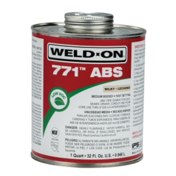 Weld-On 771 ABS Solvent Cement, Milky, Low VOC, High Strength, Medium Bodied, Fast Setting, 1 Quart (32 Fl. Oz.)