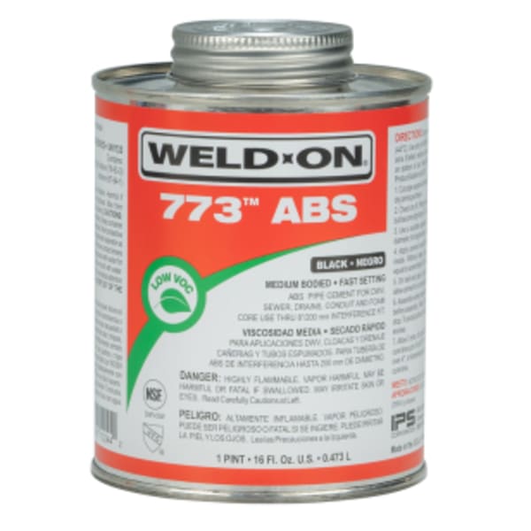 Weld-On 773 ABS Solvent Cement, Black, Low VOC, High Strength, Medium Bodied, Fast Setting, 1 Pint (16 Fl. Oz.)