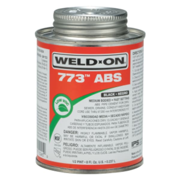 Weld-On 773 ABS Solvent Cement, Black, Low VOC, High Strength, Medium Bodied, Fast Setting, 1/2 Pint (8 Fl. Oz.)