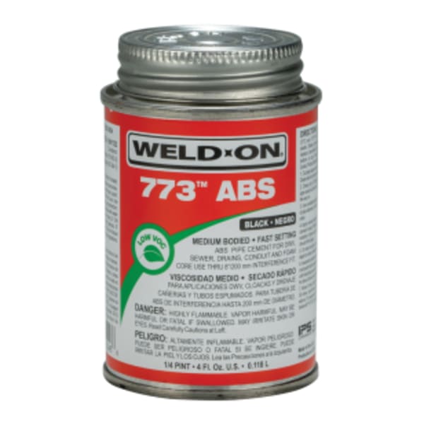 Weld-On 773 ABS Solvent Cement, Black, Low VOC, High Strength, Medium Bodied, Fast Setting, 1/4 Pint (4 Fl. Oz.)