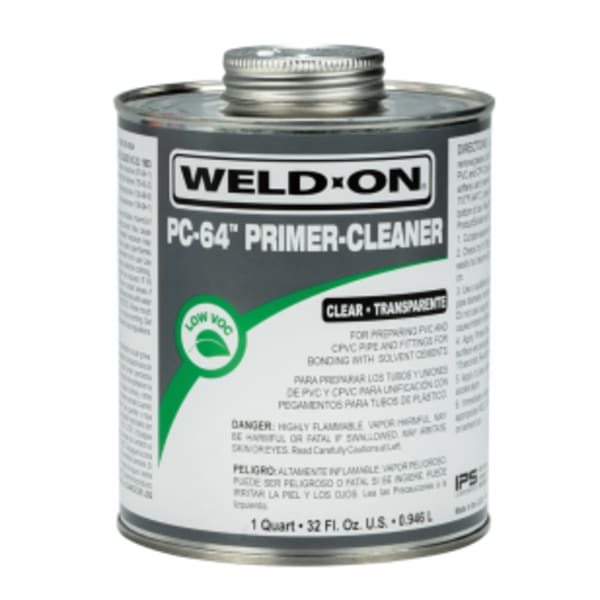 Weld-On PC-64 PVC/CPVC Primer-Conditioner, Clear, Low VOC, 1 Quart (32 Fl. Oz.)