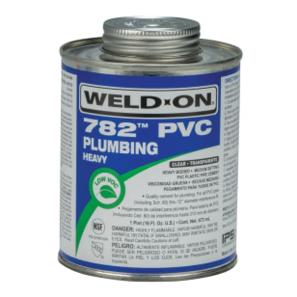 Weld-On 782 PVC Plumbing Solvent Cement, Clear, Low VOC, High Strength, Heavy Bodied, Medium Setting, 1 Pint (16 Fl. Oz.)