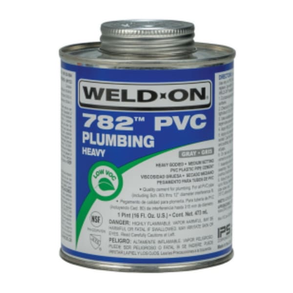 Weld-On 782 PVC Plumbing Solvent Cement, Gray, Low VOC, High Strength, Heavy Bodied, Medium Setting, 1 Quart (32 Fl. Oz.)