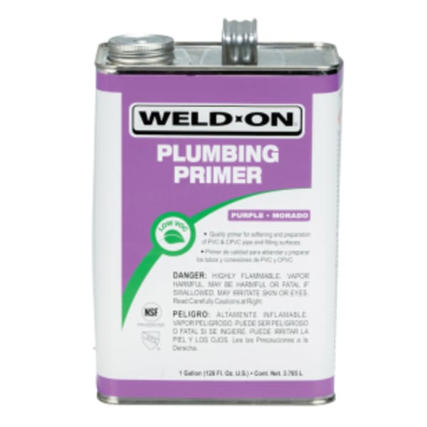 Weld-On Plumbing PVC/CPVC Primer, Purple, Low VOC, Fast Acting, 1 Gallon (128 Fl. Oz.)