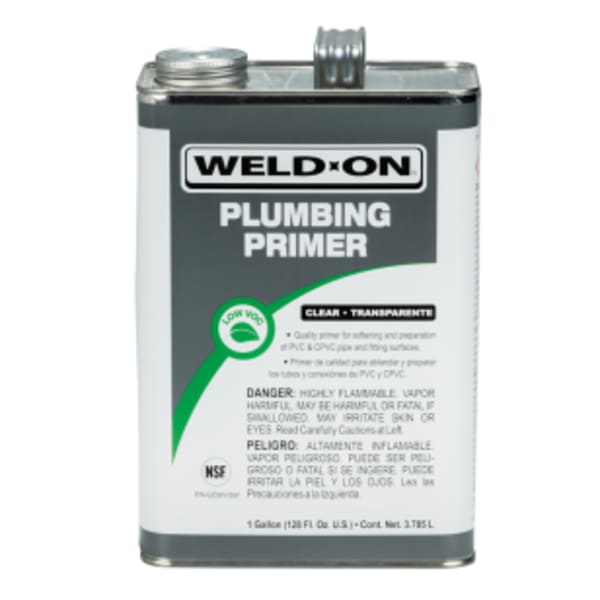 Weld-On Plumbing PVC/CPVC Primer, Clear, Low VOC, Fast Acting, 1 Gallon (128 Fl. Oz.)