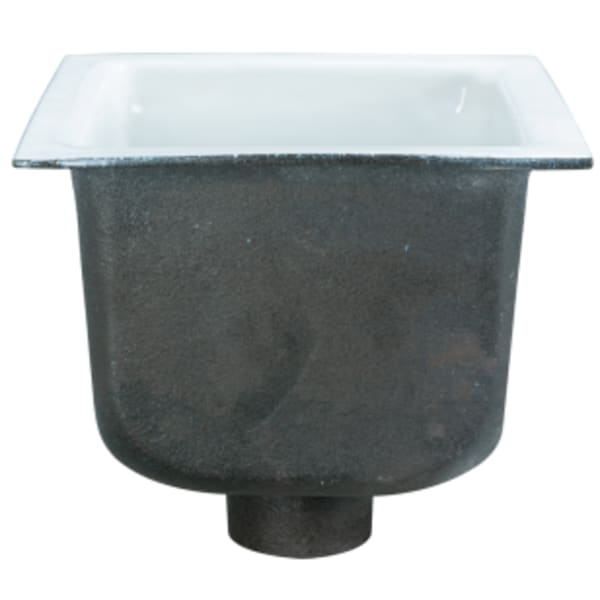 AB&A 60406 Porcelain-Coated Cast-Iron Square Floor Sink, 3-Inch No-Hub Connection, 12 by 12 by 8 Inches (H x W x D)
