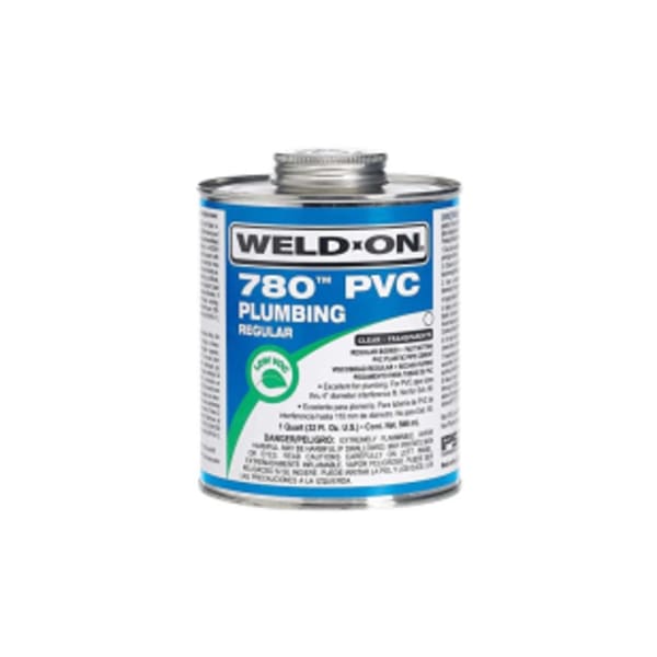 Weld-On 780 PVC Plumbing Solvent Cement, Clear, Low VOC, High Strength, Regular Bodied, Fast Setting, 1 Quart (32 Fl. Oz.)