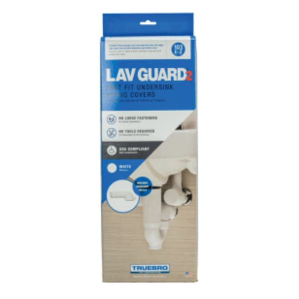 Truebro 82194 Lav Guard 2 100 Series Undersink Piping Cover with 2 Angle Valves, 2 Supply Covers, 5-Inch Offset Tailpiece, and Wheelchair Strainer Cover, For Tubular P-Traps, China White
