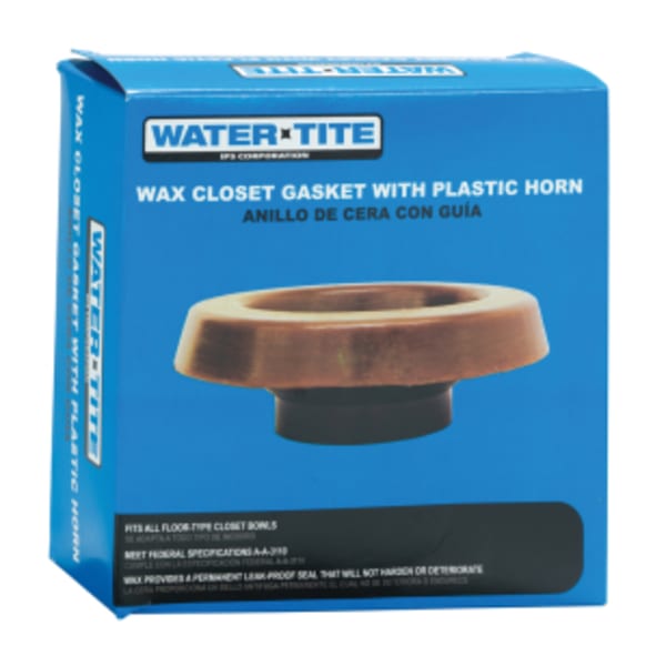Water-Tite 82555 Standard Wax Closet Gasket with Plastic Horn, 100% Pure Petroleum, Brown