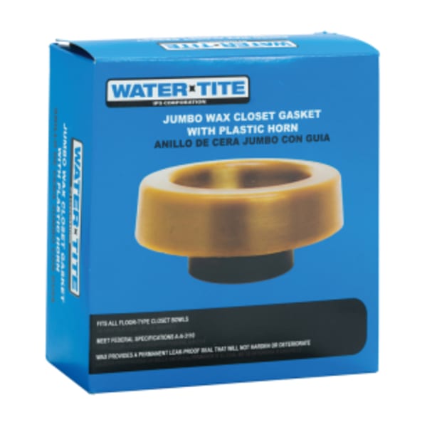 Water-Tite 82561 Jumbo Wax Closet Gasket with Horn, 100% Pure Petroleum, Brown