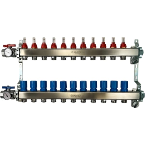 11 Branches - 1 1/4 Stainless Steel Manifold Assembly w/Flowmeter and ball valve