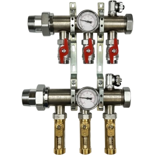 3 Branches - 1 1/2 Stainless Steel Manifold Assembly w/Inline Flowmeter