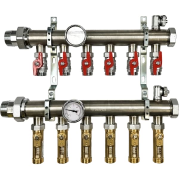 6 Branches - 1 1/2 Stainless Steel Manifold Assembly w/Inline Flowmeter