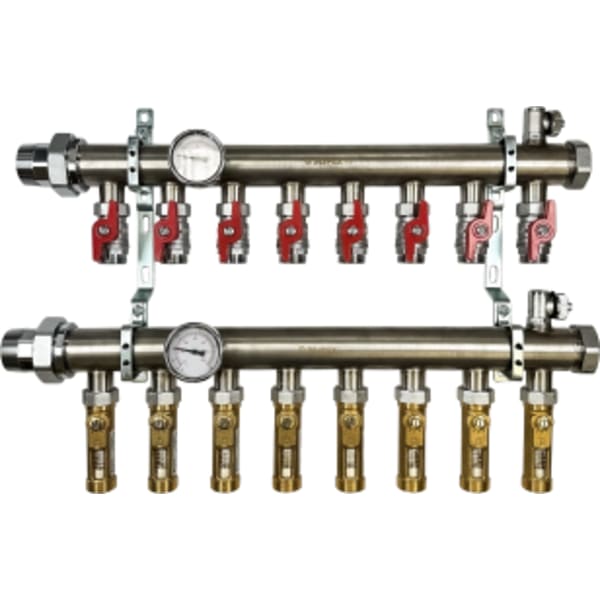 8 Branches - 1 1/2 Stainless Steel Manifold Assembly w/Inline Flowmeter