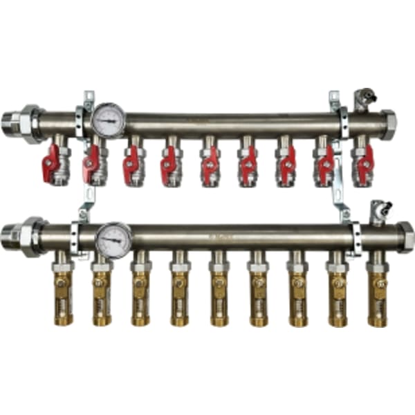 9 Branches - 1 1/2 Stainless Steel Manifold Assembly w/Inline Flowmeter