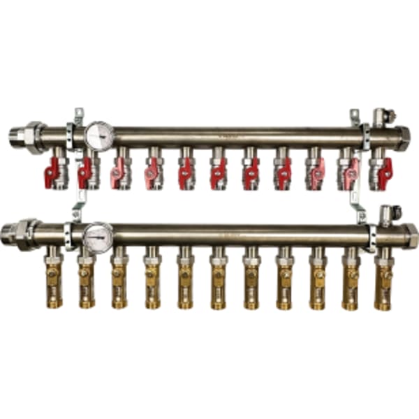 11 Branches - 1 1/2 Stainless Steel Manifold Assembly w/Inline Flowmeter