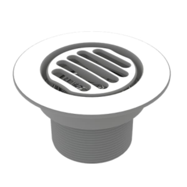 Serenity 4" Grated Round White Shower Drain Trim Top for Tile Base 2" Outlet