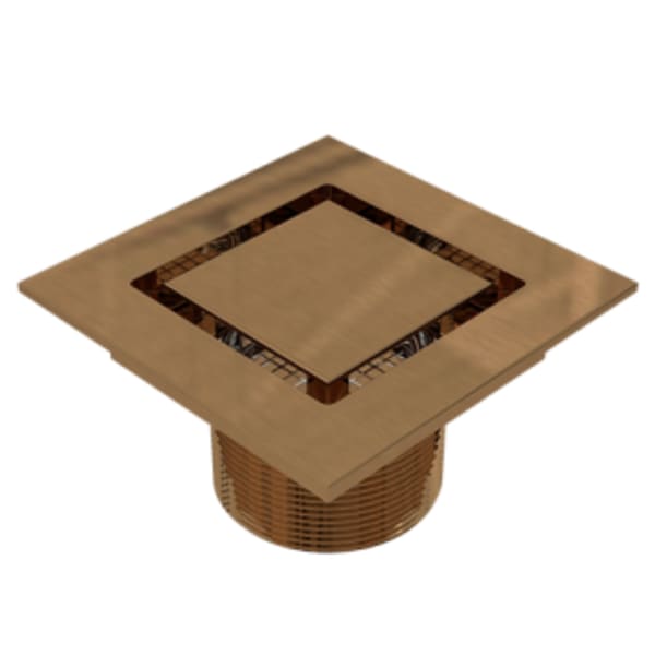 Serenity 4" Flat Square Luxe Bronze Shower Drain Trim Top for Tile Base 2" Outlet
