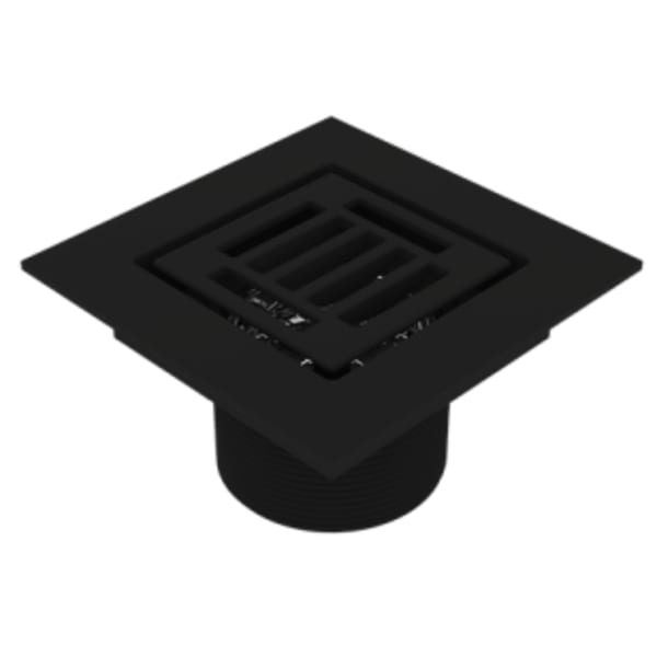 Serenity 4" Grated Square Matte Black Shower Drain Trim Top for Tile Base 2" Outlet