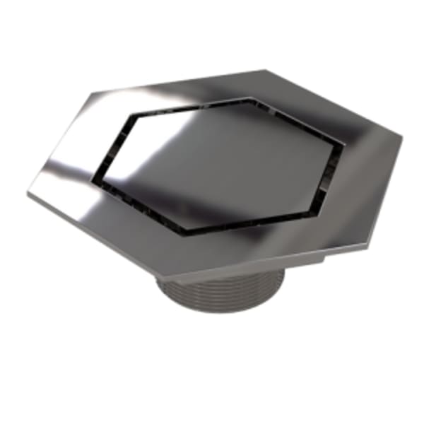 Serenity 5-3/4" Flat Hexagonal Chrome Shower Drain Trim Top for Tile Base 2" Outlet