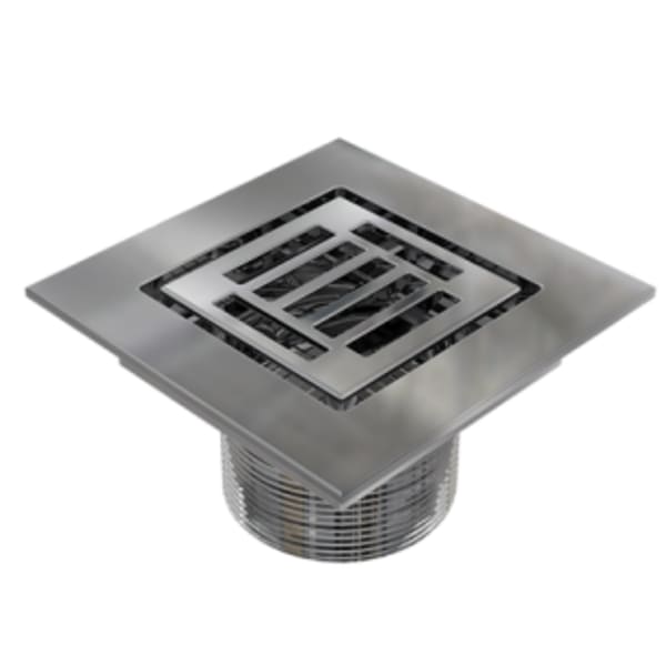 Serenity 4" Grated Square Chrome Shower Drain Trim Top for Tile Base 2" Outlet