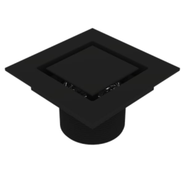 Serenity 4" Flat Square Matte Black Shower Drain Trim Top for Tile Base 2" Outlet