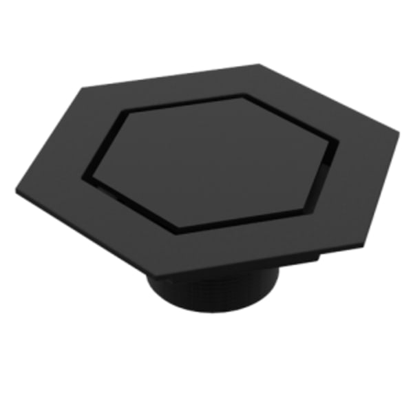 Serenity 5-3/4" Flat Hexagonal Matte Black Shower Drain Trim Top for Tile Base 2" Outlet