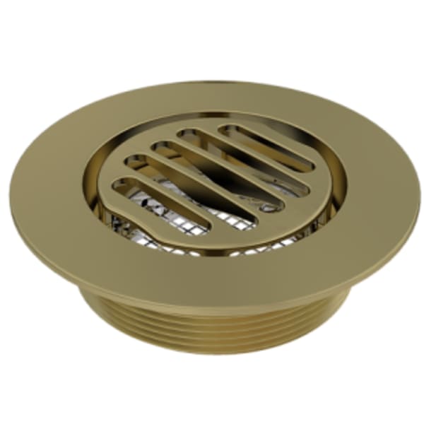 Serenity 4" Grated Round Brushed Gold Shower Drain Trim Top for Molded Base 3" Outlet