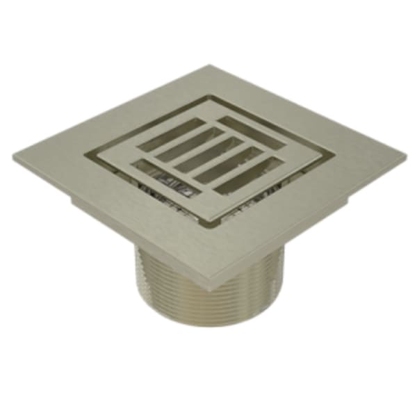 Serenity 4" Grated Square Brushed Nickel Shower Drain Trim Top for Tile Base 2" Outlet