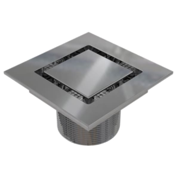 Serenity 4" Flat Square Chrome Shower Drain Trim Top for Tile Base 2" Outlet