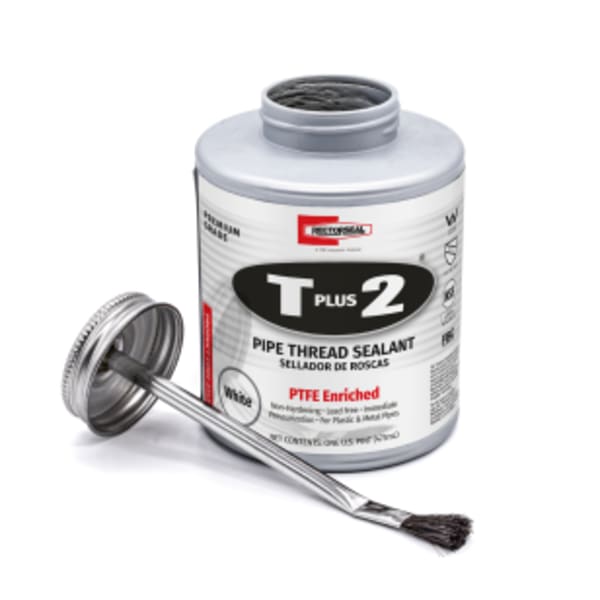 T Plus 2 23431 Pipe Thread Sealant, Non-Hardening, PTFE Enriched, Plumbing, 16 oz.