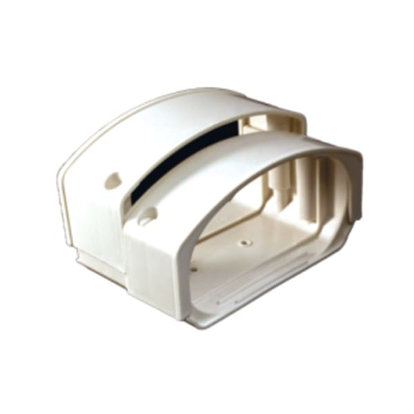 White 4.5" flex adapter attaches 4.5" flex elbow to 4.5" wide channels (fits both 4.5" small or large size flex). Shrinkwrapped with 1 extra quick-lock cam screw.