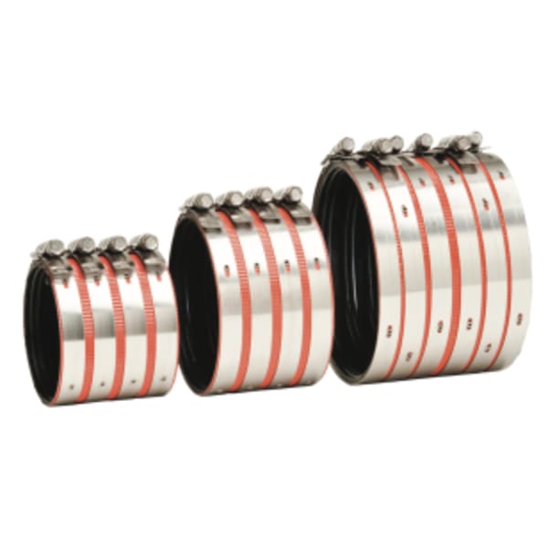 3" Husky 4000 Series Super-Duty stainless steel coupling for joining No-Hub cast iron soil pipe and fittings