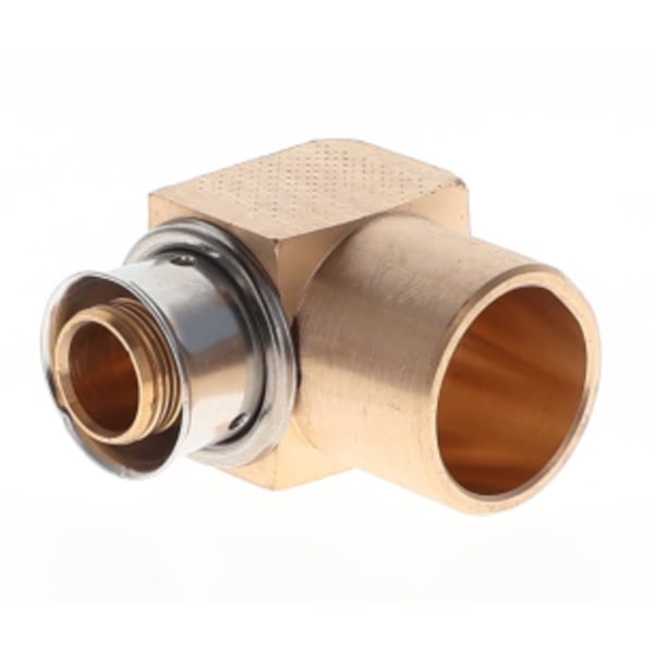 5/8" x 3/4" PEX Elbow Sweat Adapter (Crimp(F1807) x Sweat) - PureFlow® Press (Brass)