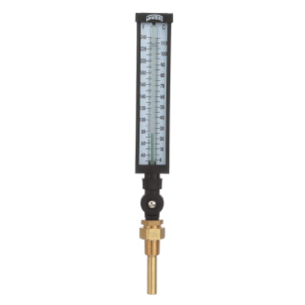 Hot Water Thermometer, Stem 3.5" 3/4" x NPT Connection -  30°F to 240°F & 0°C to 40°C